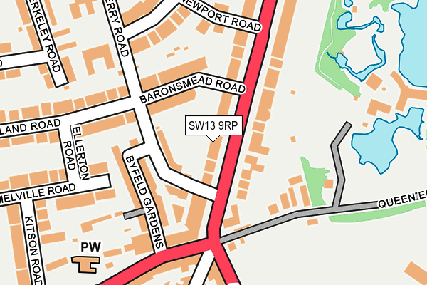SW13 9RP map - OS OpenMap – Local (Ordnance Survey)