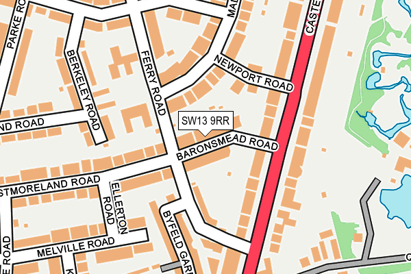 SW13 9RR map - OS OpenMap – Local (Ordnance Survey)