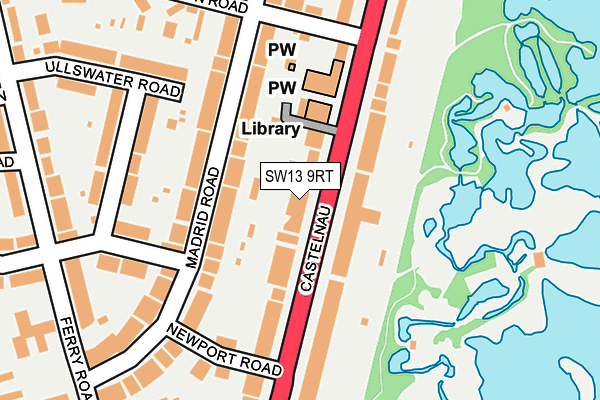 SW13 9RT map - OS OpenMap – Local (Ordnance Survey)