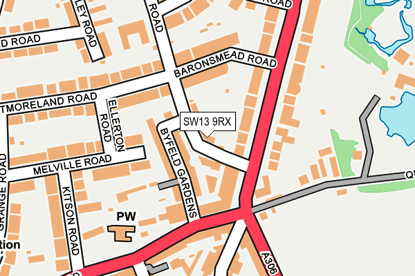 SW13 9RX map - OS OpenMap – Local (Ordnance Survey)