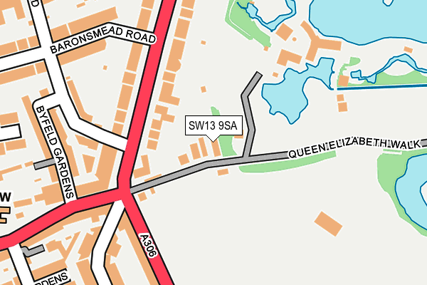 SW13 9SA map - OS OpenMap – Local (Ordnance Survey)