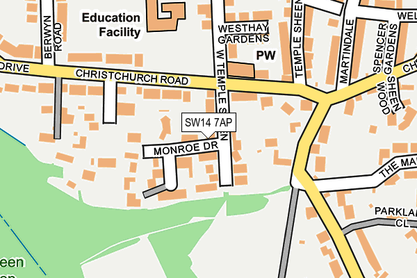 SW14 7AP map - OS OpenMap – Local (Ordnance Survey)