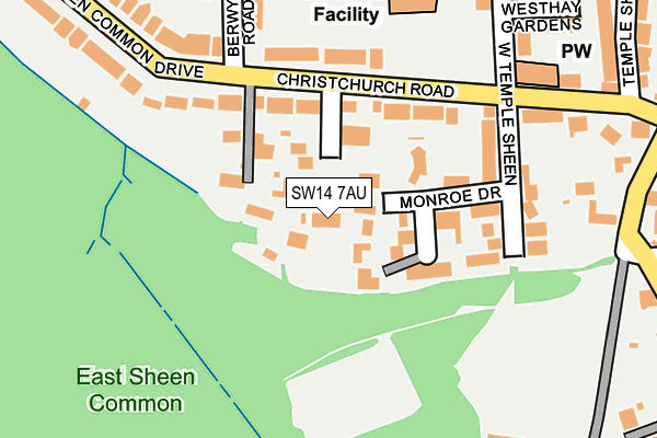 SW14 7AU map - OS OpenMap – Local (Ordnance Survey)