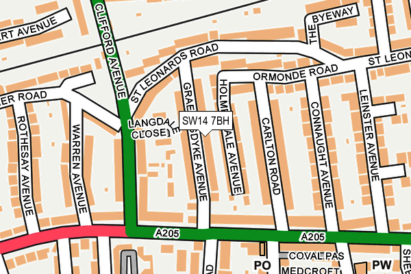 SW14 7BH map - OS OpenMap – Local (Ordnance Survey)