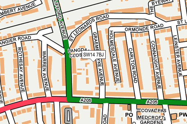 SW14 7BJ map - OS OpenMap – Local (Ordnance Survey)