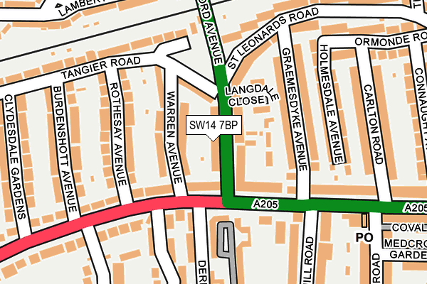 SW14 7BP map - OS OpenMap – Local (Ordnance Survey)