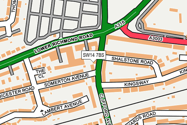 SW14 7BS map - OS OpenMap – Local (Ordnance Survey)