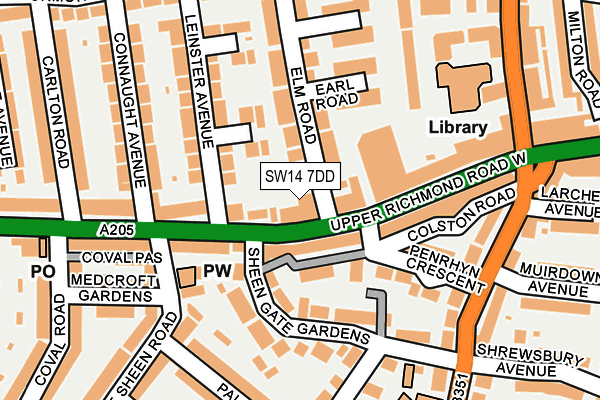 SW14 7DD map - OS OpenMap – Local (Ordnance Survey)