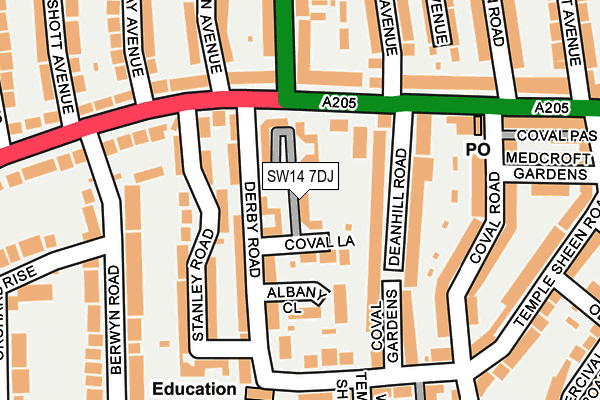 SW14 7DJ map - OS OpenMap – Local (Ordnance Survey)