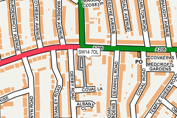 SW14 7DL map - OS OpenMap – Local (Ordnance Survey)