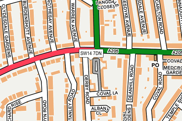 SW14 7DN map - OS OpenMap – Local (Ordnance Survey)