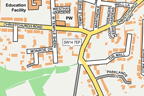 SW14 7EP map - OS OpenMap – Local (Ordnance Survey)