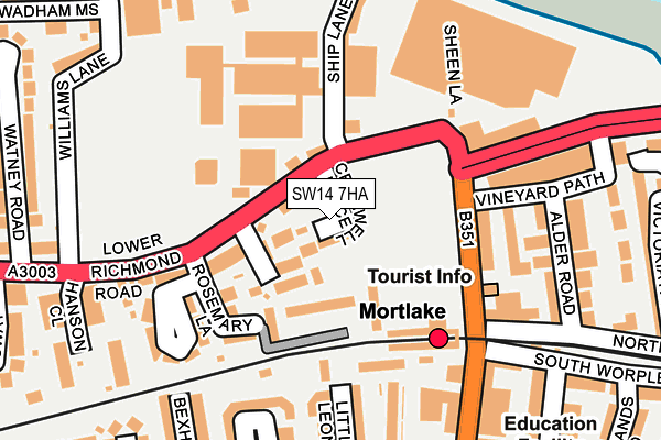 SW14 7HA map - OS OpenMap – Local (Ordnance Survey)