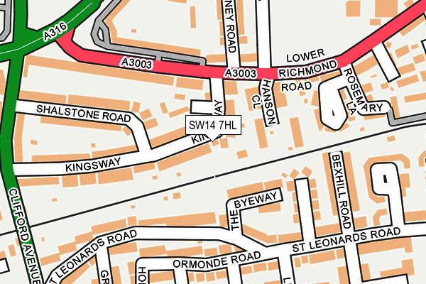 SW14 7HL map - OS OpenMap – Local (Ordnance Survey)