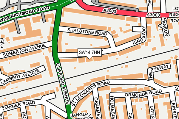 SW14 7HN map - OS OpenMap – Local (Ordnance Survey)