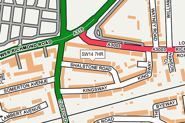 SW14 7HR map - OS OpenMap – Local (Ordnance Survey)