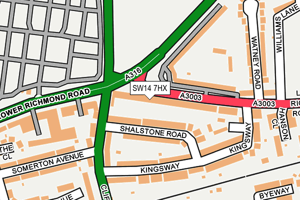 SW14 7HX map - OS OpenMap – Local (Ordnance Survey)