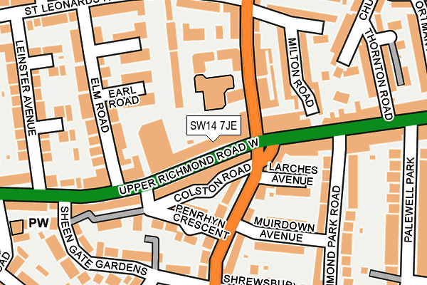 SW14 7JE map - OS OpenMap – Local (Ordnance Survey)