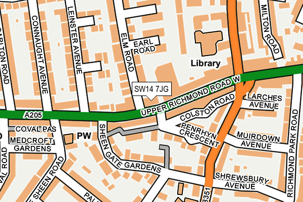 SW14 7JG map - OS OpenMap – Local (Ordnance Survey)