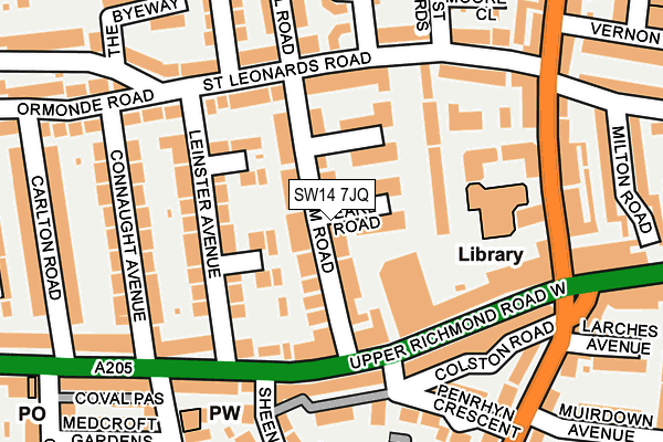 SW14 7JQ map - OS OpenMap – Local (Ordnance Survey)