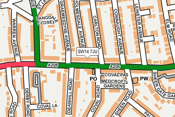SW14 7JU map - OS OpenMap – Local (Ordnance Survey)