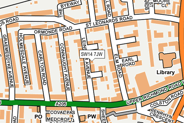 SW14 7JW map - OS OpenMap – Local (Ordnance Survey)