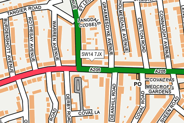 SW14 7JX map - OS OpenMap – Local (Ordnance Survey)
