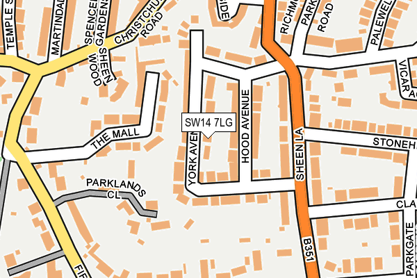 SW14 7LG map - OS OpenMap – Local (Ordnance Survey)