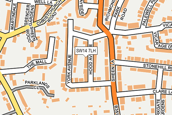 SW14 7LH map - OS OpenMap – Local (Ordnance Survey)