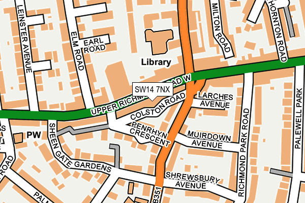SW14 7NX map - OS OpenMap – Local (Ordnance Survey)