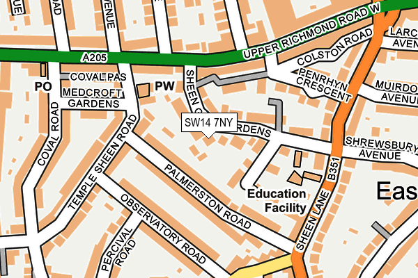 SW14 7NY map - OS OpenMap – Local (Ordnance Survey)