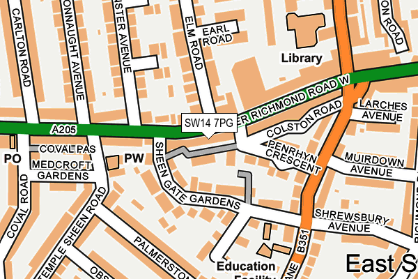 SW14 7PG map - OS OpenMap – Local (Ordnance Survey)