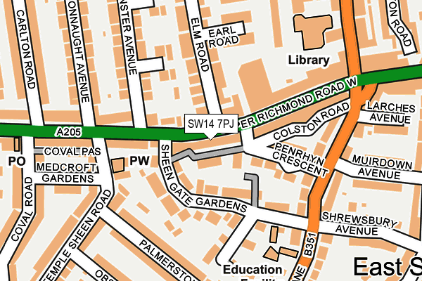 SW14 7PJ map - OS OpenMap – Local (Ordnance Survey)