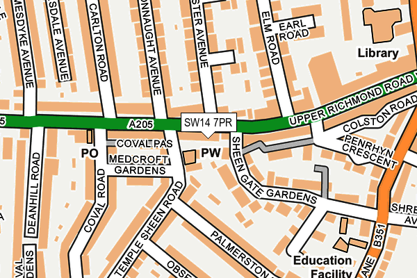 SW14 7PR map - OS OpenMap – Local (Ordnance Survey)