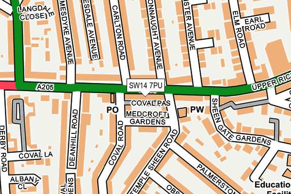 SW14 7PU map - OS OpenMap – Local (Ordnance Survey)