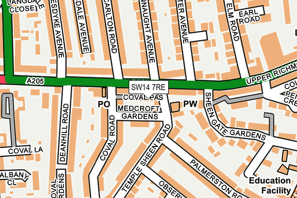 SW14 7RE map - OS OpenMap – Local (Ordnance Survey)