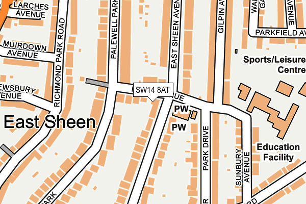 SW14 8AT map - OS OpenMap – Local (Ordnance Survey)