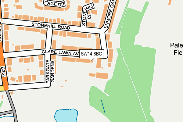 SW14 8BG map - OS OpenMap – Local (Ordnance Survey)