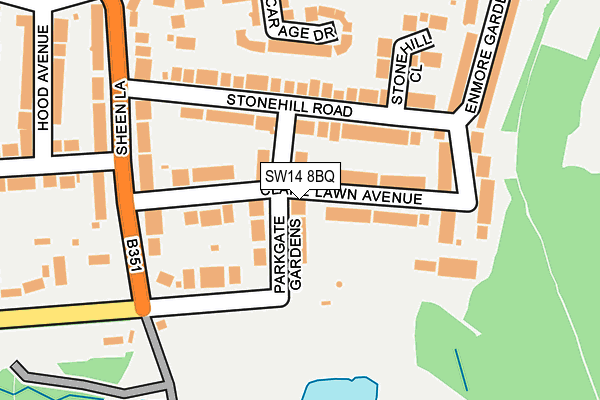 SW14 8BQ map - OS OpenMap – Local (Ordnance Survey)