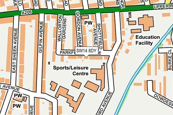 SW14 8DY map - OS OpenMap – Local (Ordnance Survey)