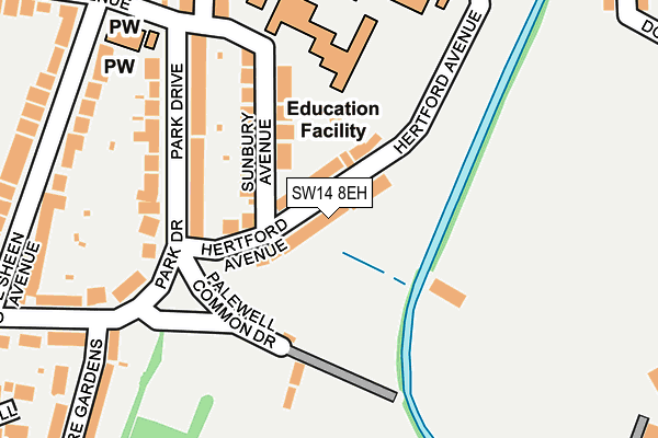 SW14 8EH map - OS OpenMap – Local (Ordnance Survey)