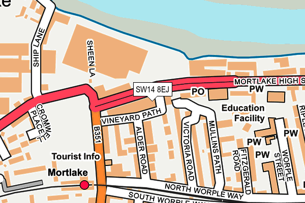 SW14 8EJ map - OS OpenMap – Local (Ordnance Survey)