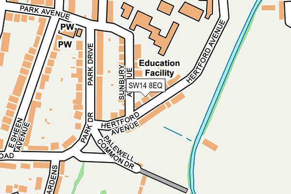 SW14 8EQ map - OS OpenMap – Local (Ordnance Survey)