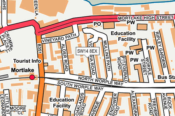 SW14 8EX map - OS OpenMap – Local (Ordnance Survey)
