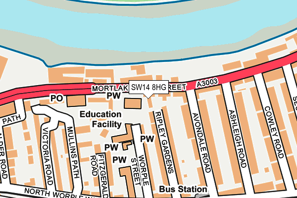SW14 8HG map - OS OpenMap – Local (Ordnance Survey)