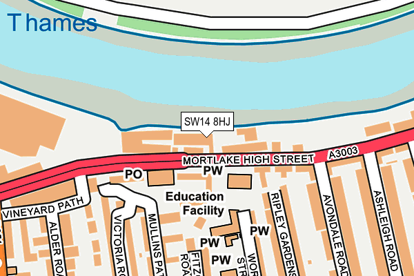 SW14 8HJ map - OS OpenMap – Local (Ordnance Survey)