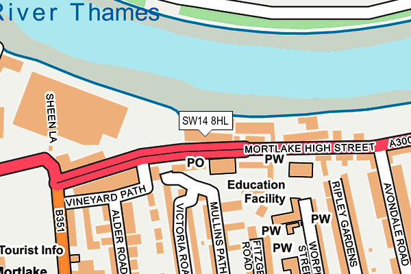 SW14 8HL map - OS OpenMap – Local (Ordnance Survey)