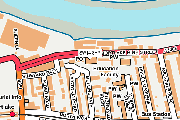 SW14 8HP map - OS OpenMap – Local (Ordnance Survey)