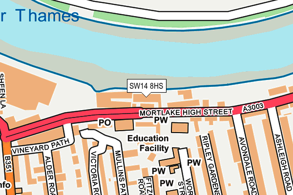 SW14 8HS map - OS OpenMap – Local (Ordnance Survey)