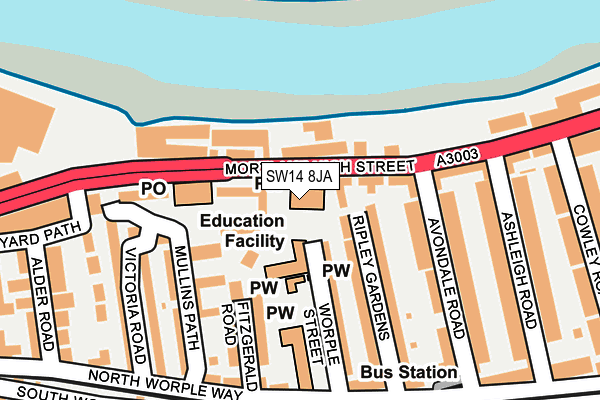 SW14 8JA map - OS OpenMap – Local (Ordnance Survey)